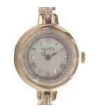 アガット agete ダイヤ1P シェル ソーラー ラウンド腕時計 ゴールド色 /SR ■SH