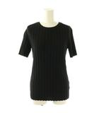 マディソンブルー MADISONBLUE リネンリブクルーネックカットソー ニット 半袖 1 ブラック /HK ■OS