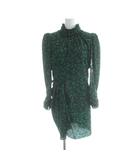 ザラ ZARA ワンピース L ダークネイビー 花柄 フリルネック 長袖 /AB ■OS