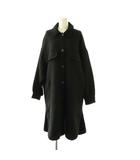 ザラ ZARA ロングシャツコート ステンカラーコート S ブラック /ES ■OS