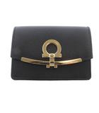 サルヴァトーレフェラガモ Salvatore Ferragamo ガンチーニ レザー カードケース 黒 ブラック ゴールド色 /SR