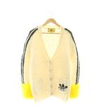 ×adidas ロゴ カーディガン ニット Vネック XS アイボリー 黒 黄色 713001 /CX ■OS