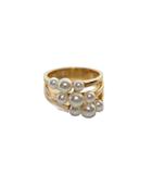 ベビーパール リング 指輪 3連 12号 6.58g K18 ゴールドカラー /AQ ■OS