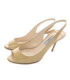 プラダ PRADA オープントゥ スリングバック パンプス サンダル ピンヒール 35.5 ベージュ /SR