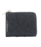 カービングトライブス グレースコンチネンタル CARVING TRIBES zip smart wallet ジップスマートウォレット 財布 ミニ 小銭入れ カードケース 黒 ブラック エンボス加工 植物柄 /RI ■OS