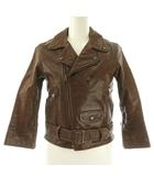 ビューティフルピープル beautiful people キッズ ダブル ライダース ジャケット ラムレザー 革ジャン 130 ブラウン /CX ■OS