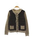 モンクレール MONCLER ALLA COREANA フリンジニットダウンジャケット 切替 アルパカ混 XS ブラック ホワイト /ES ■OS ■SH