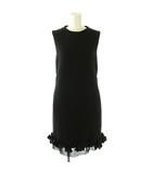 フォクシー FOXEY ウールノースリーブフリルワンピース 38 黒 ブラック 36138 /CX ■OS