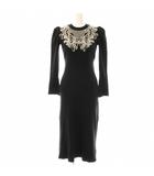 リランドチュール Rirandture 24AW デコルテリボンドッキングニットワンピース ロング 刺繍 1 ブラック /HK ■OS