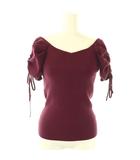 スナイデル SNIDEL Sustainableリブオフショルニット セーター サマー 半袖 F バーガンディ /ES ■OS