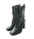 リエンダ rienda レースUP Knitショートブーツ S 黒 ブラック /SS ■OS