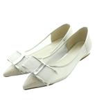 ルタロン Le Talon ポインテッドトゥチュールリボンフラットシューズ 24cm シルバーカラー /SS ■OS