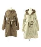 Sマックスマーラ 'S Max Mara ポーチバッグ付きビジューフードコート ジップアップ 38 ブラウン ライトグレージュ /HK ■OS