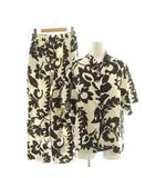 ボタニカルプリント セットアップ シャツ パンツ 茶 ブラウン ベージュ /AQ ■OS