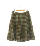 マルニ MARNI ウール チェック スカート プリーツ ひざ丈 38 ブラウン カーキ /DF ■OS