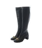 サルヴァトーレフェラガモ Salvatore Ferragamo ロングブーツ 6 23.5cm 黒 ブラック ガンチーニ 無地 /RI ■OS