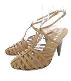 プラダ PRADA レザー メッシュ コーンヒール サンダル 35.5 茶色 ブラウン /SR