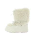 ファーファー furfur スノーブーツ ショートブーツ 37 23.5cm 白 ホワイト ファー レースアップ 厚底 /RI ■OS