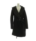 ルイヴィトン LOUIS VUITTON モノグラム フーデッドラップコート アウター ロング ウール 36 黒 ブラック /NR ■OS