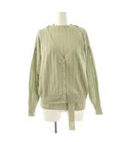 マーリエパーエフデ Maglie par ef-de Vネックカーディガン ノースリブニット アンサンブル リネン混 7 ライトグリーン /HK ■OS