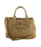 プラダ PRADA カナパ 2WAY トートバッグ ショルダーバッグ キャンバス 茶 1BG439 /MI ■OS
