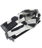 ロゴ マフラー フリンジ バイカラー 白 ホワイト 黒 ブラック 8054214 /SR