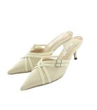 ハーリップトゥ Her lip to 25SS Double Belted Cross Mules ミュール ポインテッドトゥ 36 22.5cm 白 ライトベージュ 1251411115 /MI ■OS