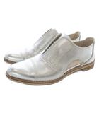 オールブラック ALL BLACK CAP TOE SIDE OPEN SHOES レザーシューズ 37 シルバー色 /SR