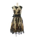 メルローズ MELROSE ×アサクラ レース パーティードレス ワンピース ノースリーブ 38 シャンパンベージュ ブラック /ES ■OS