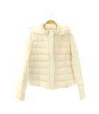 アベニールエトワール Aveniretoile 襟リボンフード付きショート丈ダウンコート アウター ジップアップ 36 アイボリー /DO ■OS
