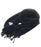 ジョンストンズ Johnstons カシミヤ チェックストール マフラー フリンジ 緑 グリーン 紺 ネイビー /SR