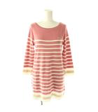 バーバリーブルーレーベル BURBERRY BLUE LABEL ボーダー チュニック ニット 長袖38 スモークピンク ホワイト ベージュ /ES ■OS