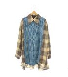 ヴィヴィアンウエストウッドレッドレーベル Vivienne Westwood RED LABEL 小花柄×チェック シャツ 切替 O/S ライトブルー ベージュ /DF ■OS