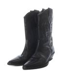 コルソローマ ノーヴェ CORSO ROMA 9 ウエスタンブーツ ミドル ハイヒール ポインテッドトゥ レザー 37.5 ブラック /YO10