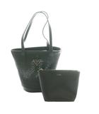 ゲス GUESS イントレチャート バッグ トート ポーチ レザー 黒 ブラック /SS ■OS