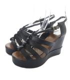 クロエ CHLOE レザー ウェッジソール サンダル ストラップ 37 黒 ブラック /SR