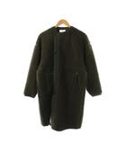 FAUX SHEARLING COAT ボアロングコート ノーカラーコート 1 カーキ /DU
