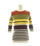 ジョンスメドレー JOHN SMEDLEY コットン ボーダー リブニット カットソー プルオーバー S オレンジ マルチカラー /CX ■OS