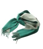 エルメス HERMES カザック マフラー カシミヤ フリンジ グレー 緑 /MI ■OS ■OH