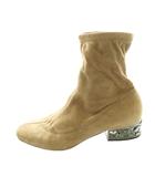 ジミーチュウ JIMMY CHOO ビジューヒールスウェードソックスブーツ ショート 茶 ブラウン 40 /SS ■OS