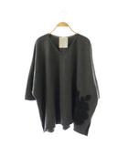 ビアズリー BEARDSLEY ガリャルダガランテ 花モヘヤ刺繍圧縮ニット カットソー Vネック F チャコールグレー ブラック /DO ■OS