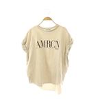 アメリカーナ AMERICANA ロゴTシャツ カットソー L'Appartement別注 フレンチスリーブ ベージュ /CX ■OS