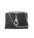 チャールズ&キース  CHARLES&KEITH メタリックアクセントターンロッククロスボディ ショルダーバッグ 黒 ブラック レザー チェーン /RI ■OS