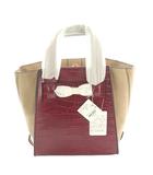 トランテアン ソン ドゥ モード 31 Sons de mode 配色ハンドバッグ ショルダー 2WAY クロコ型押し スエード 茶 ブラウン ボルドー /SS ■OS