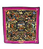 エルメス HERMES ピエール ドリアン エ ドクシダン pierres d orient et d occident 東洋の石と西洋の石細工 カレ90 スカーフ マルチカラー 紫 パープル 黒 ブラック /SS ■OS ■OH