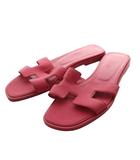 エルメス HERMES オラン Oran フラットサンダル 37.5 ピンク /SS ■OS