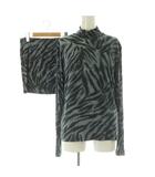 アニエスベー agnes b. セットアップ ゼブラ柄 ハイネックカットソー 長袖 ミニスカート 2 グレー /MY ■OS