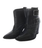 ティビ tibi ブーツ ショート チャンキーヒール ポインテッドトゥ レザー 切替 36 ブラック /YO11 ■SH