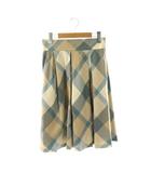 ブルーレーベルクレストブリッジ BLUE LABEL CRESTBRIDGE チェック タックスカート フレア 38 ベージュ スモークブルー /ES ■OS