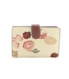 財布 二つ折り 小銭入れ 花柄 オフホワイト 赤 /MI ■OS